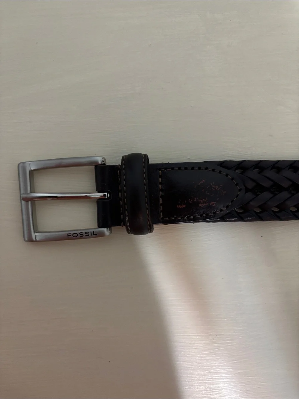 Fossil Leather Belt Brown Braided Men’s 80 32